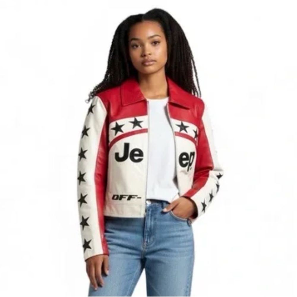 JEEP X Forever 21 Off Road Moto Racing Jacket Faux Leather